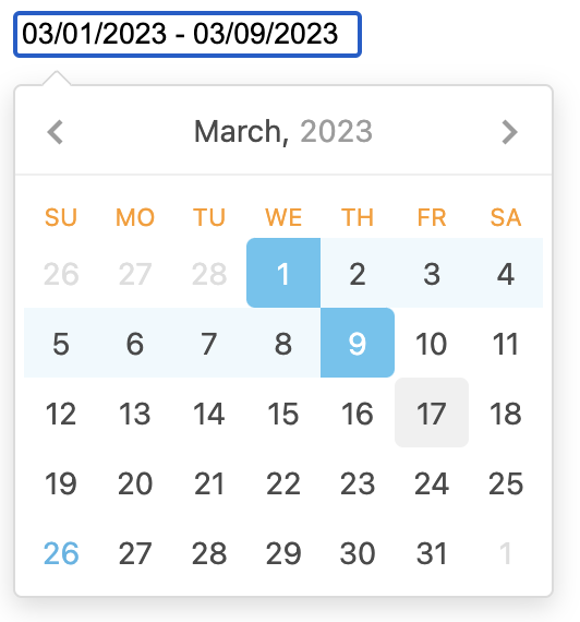 air datepicker date range